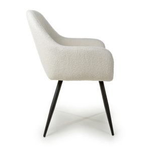Pair of White Boucle Dining Chairs