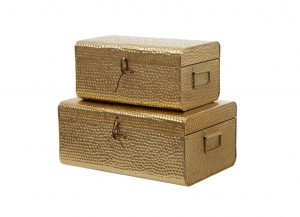 Set of Small Hammered Gold Trunks