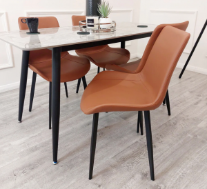 Burnt Orange Leather Dining Chair