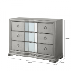 Parisian Grey Washed & Mirrored Chest of Drawers