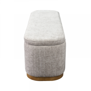 Taupe Linen Storage Ottoman