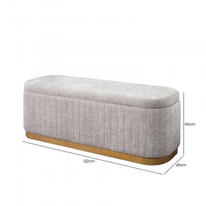 Taupe Linen Storage Ottoman