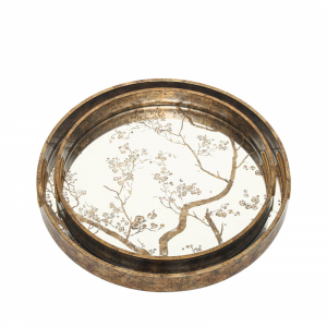 Gold Vintage Set of Round Trays