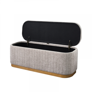 Taupe Linen Storage Ottoman